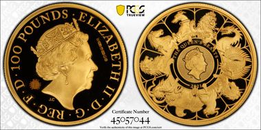2021 £100 Queen's Beasts - Completer Royal Mint Trial PR70DCAM