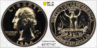 1968-S 25C PR67