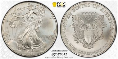 1998 $1 Silver Eagle MS68