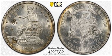 1878-S T$1 FS-801 DDR Chopmarked MS62