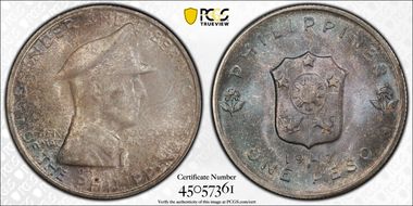 1947-S Peso Douglas MacArthur KM-185  Ag MS65