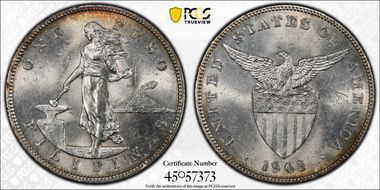 1903-S Peso KM-168  Ag MS62