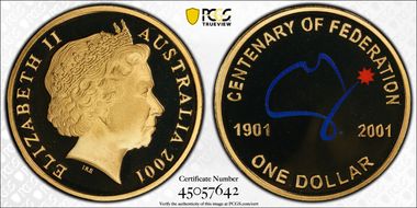 2001 $1 Centenary-Colorized PR70DCAM