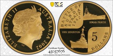 2002 $5 Battle of Sunda Strait PR69DCAM