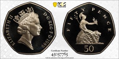 1989 50p S-H4 PR69DCAM