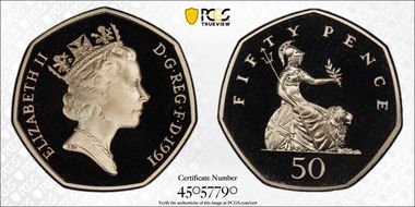 1991 50p S-H4 PR69DCAM