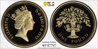1992 £1 S-J5 English Design PR69DCAM