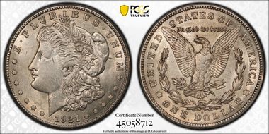 1921-S $1 VAM 1B Thorn Head AU55