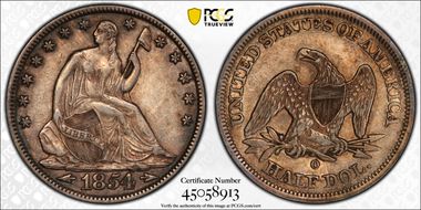1854-O 50C Arrows XF45