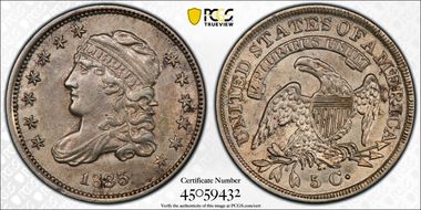 1835 H10C Small Date, Small 5C AU55