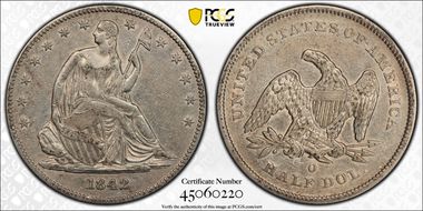1842-O 50C Small Date, Rev. of 1839 N1
