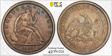 1842 50C Small Date, Rev of 1842 XF40