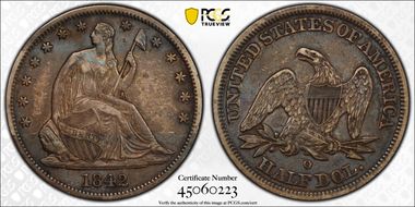 1842-O 50C Medium Date, Rev 1842 XF40