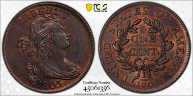 1803 1C Small Date, Large Fraction MS62BN