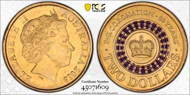 2013 $2 Coronation Colorized MS66