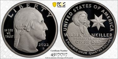 2022-S 25C Wilma Mankiller-Silver PR70DCAM