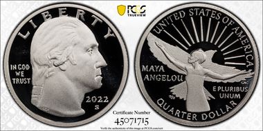 2022-S 25C Maya Angelou-Silver PR70DCAM