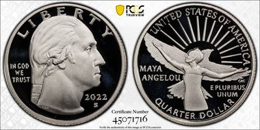 2022-S 25C Maya Angelou-Silver PR70DCAM