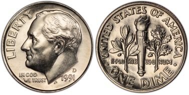 1991-D 10C MS67