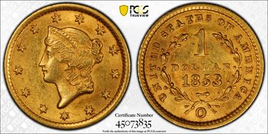 1853-O G$1 MS62