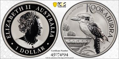 2022-P $1 Kookaburra Ag First Strike MS70