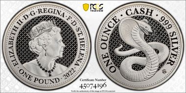 2022 £1 Cobra Cash India Wildlife First Strike MS70