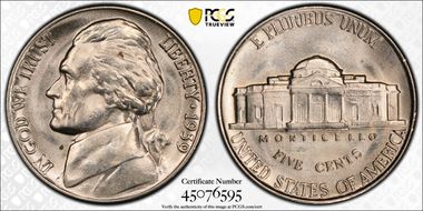 1939 5C Reverse of 1940 MS64