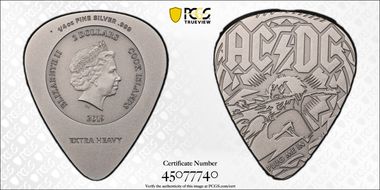 2019 $2 AC/DC - Plug Me In Guitar Pick Antique Finish MS70