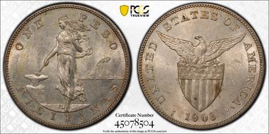 1903-S Peso KM-168  Ag AU58