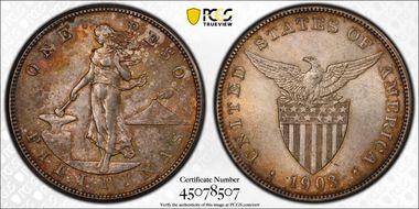 1903-S Peso KM-168  Ag AU58