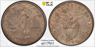 1904-S Peso AU58