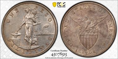 1904-S Peso AU55