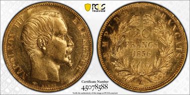 1856-A 20 Fr Gad-1061 MS63