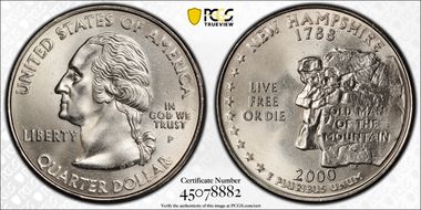 2000-P 25C New Hampshire MS66