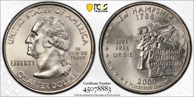 2000-P 25C New Hampshire MS66