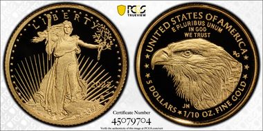 2022-W $5 Gold Eagle First Strike PR70DCAM