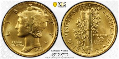 2016-W 10C 100th Anniversary Gold SP70