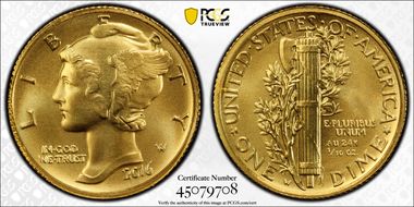 2016-W 10C 100th Anniversary Gold SP70