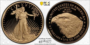 2022-W $5 Gold Eagle PR70DCAM
