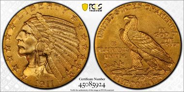 1911 $5 MS63