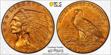 1914-D $2.50 MS62