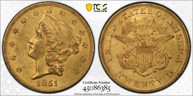 1851 $20 AU58