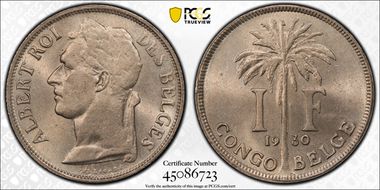 1930 1 Fr CONGO BELGE MS64