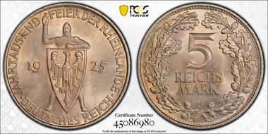 1925-D 5 Mk 1000 Years J-322 MS65