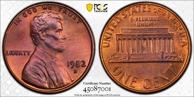 1982-D 1C Bronze MS65RB