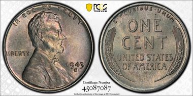 1943-S 1C MS65