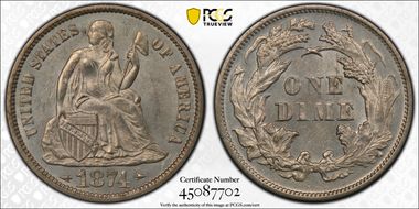 1874 10C Arrows MS63