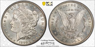 1890-CC $1 Tailbar MS62