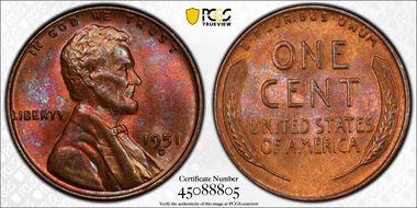1951-D 1C MS65RB
