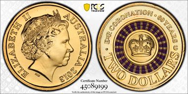2013-C $2 Coronation Colorized MS68